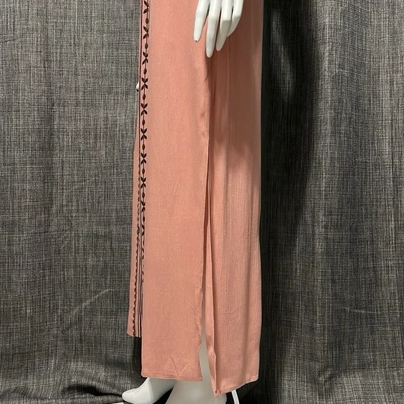 NWT Grayson Boho Pink Black Lace Shoulder Detail Maxi Dress Small - Picture 8 of 14